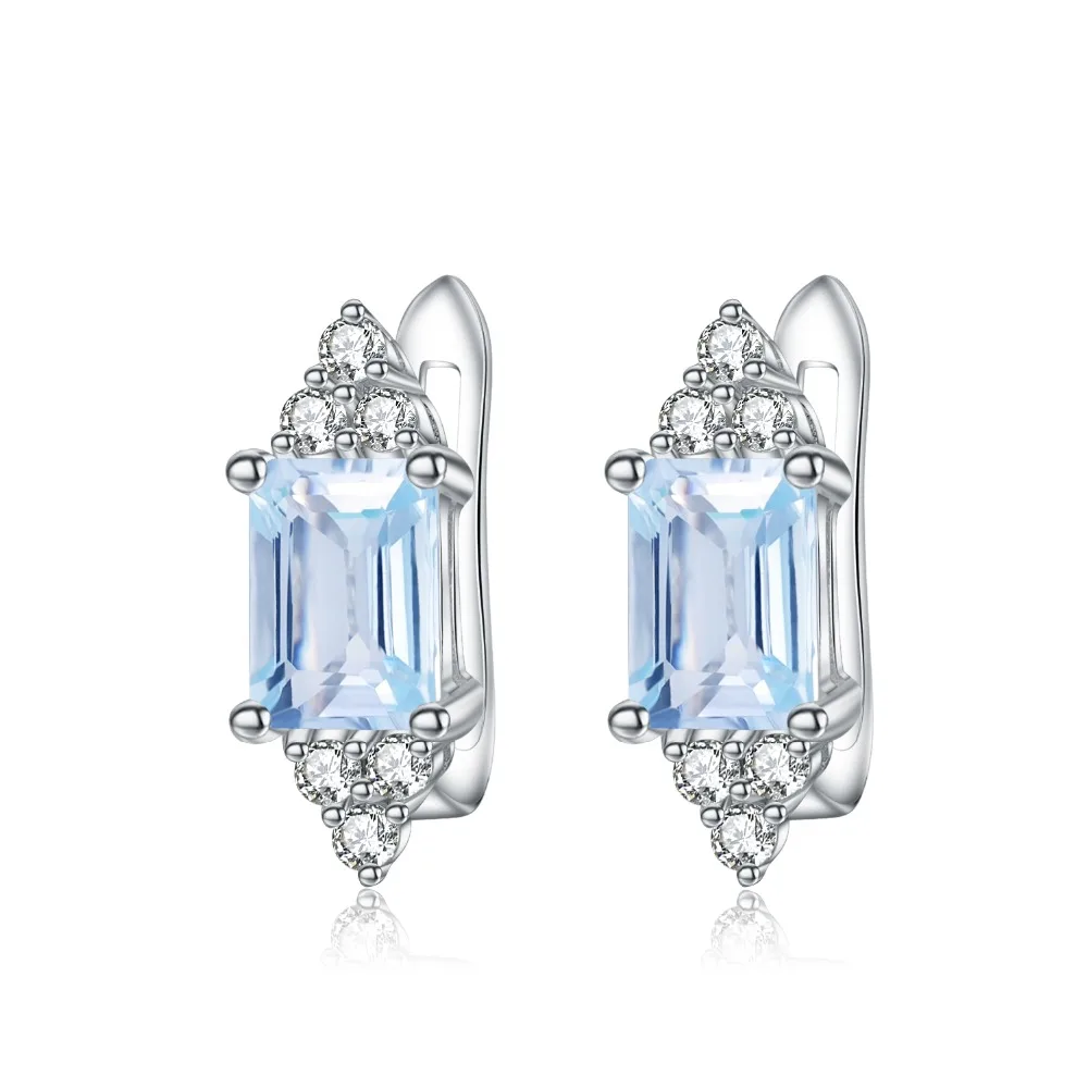 GEM'S BALLET 2.56Ct натуральный Небесно-Голубой топаз серьги трендовые ювелирные изделия 925 пробы серебряные свадебные серьги-гвоздики для женщин подарок