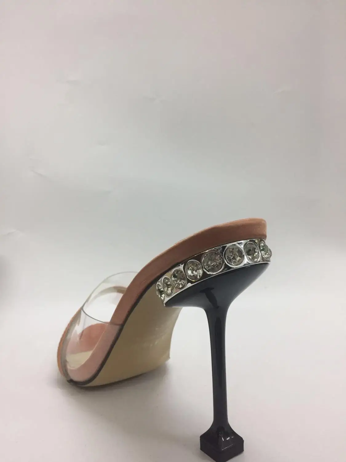 

Crystal High Heel Slides PVC Thin Strap Open Toe Sexy Stiletto Mules Ladies Party Shoes Women Summer Dress Slippers