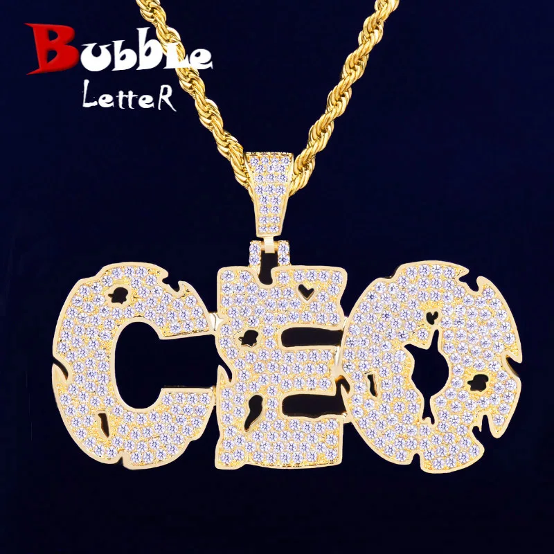 Custom Name Coin Hollow Letters Hip Hop Pendant Gold Color Bling Zircon Men's  Jewelry