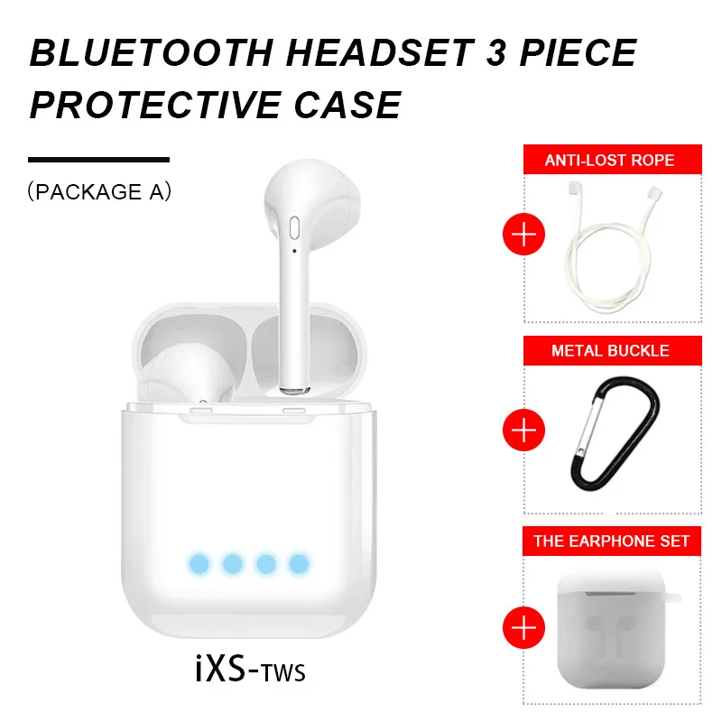 iXS Package A White IXS TWS мини беспроводные Bluetooth наушники 5,0 стерео наушники с зарядным устройством микрофон для xiaomi huawei всех смартфонов - Цвет: iXS Package A White