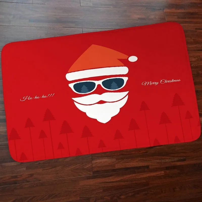 Дверной коврик 40x60 см с надписью &quotMerry Christmas&quot фланелевый Санта Клаусом для