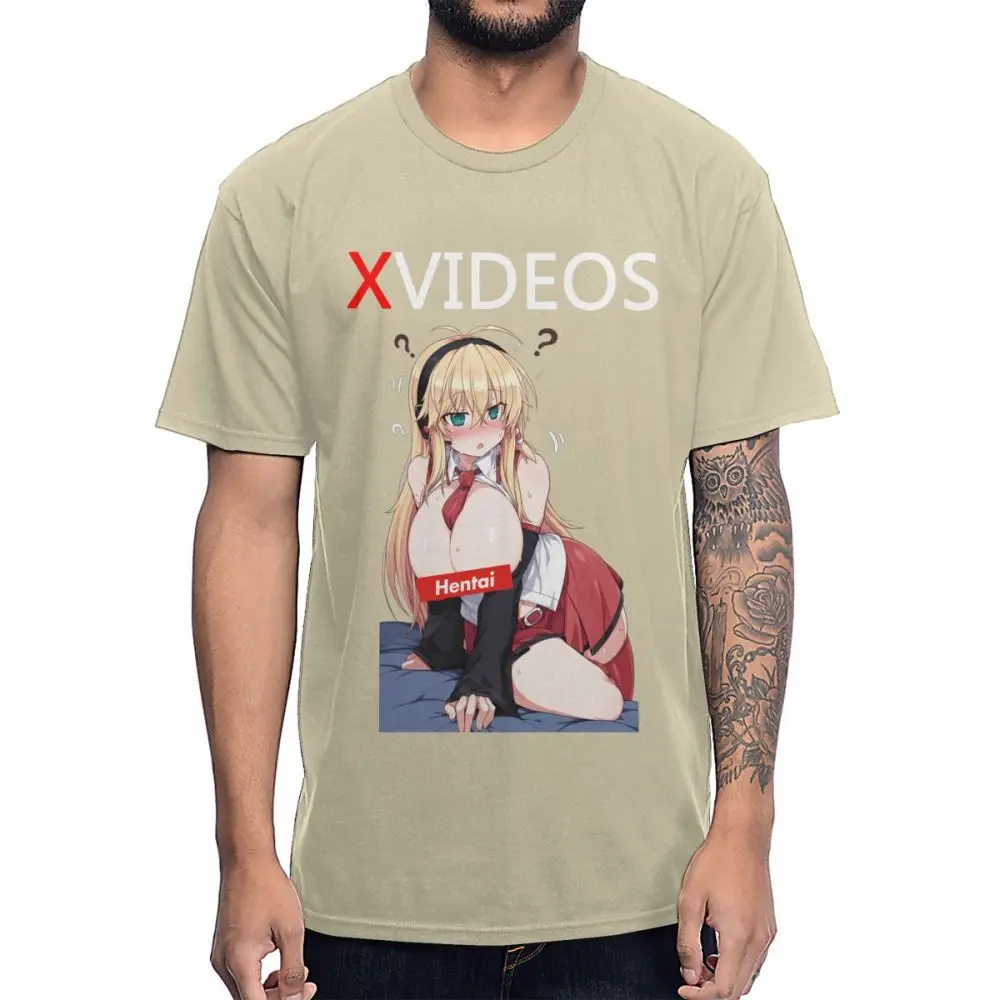 Xvideo Hentai Ahegao сексуальная девушка футболка для мужчин Новое поступление Camiseta хлопок S-6XL футболка - Цвет: Хаки