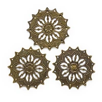 1050 piece bronze tone filigree hollow round wraps jewelry making diy connnector embellishments findings 43mm