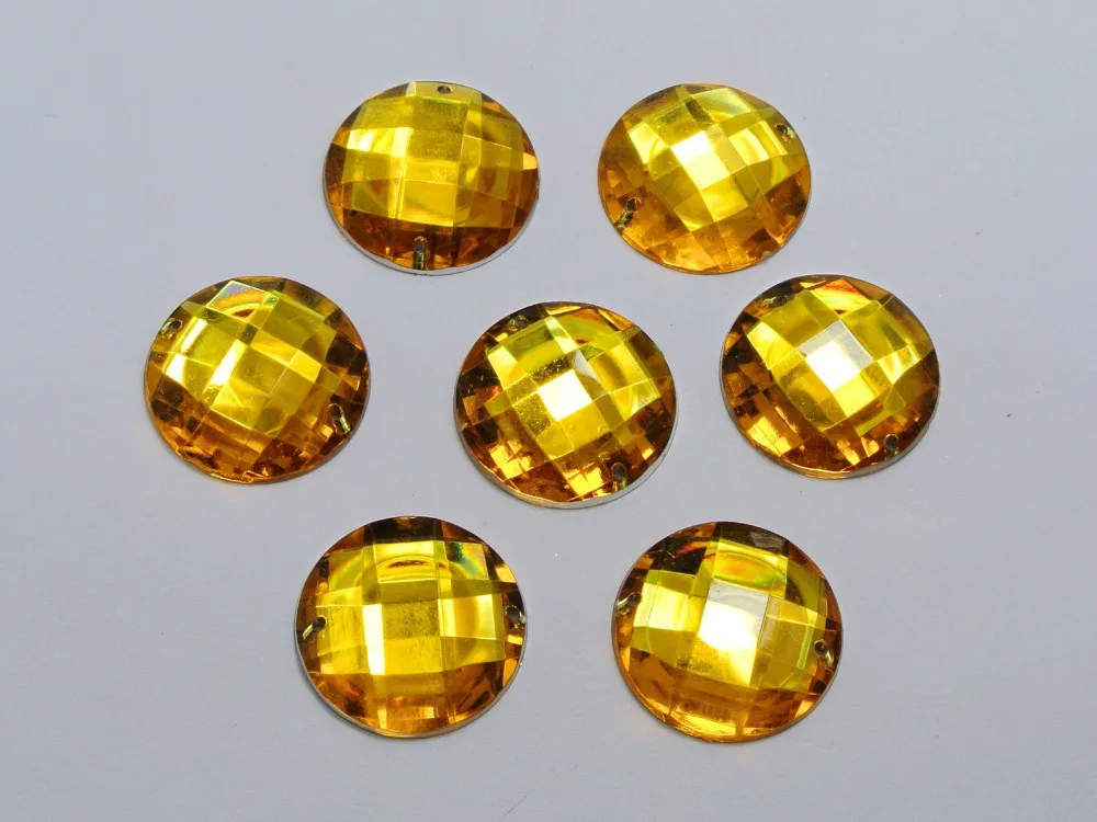 50pcs 18mm Gold Acrylic Flatback Sewing Rhinestone Round ButtonJewelry decorative accessories Sew on beads | Дом и сад