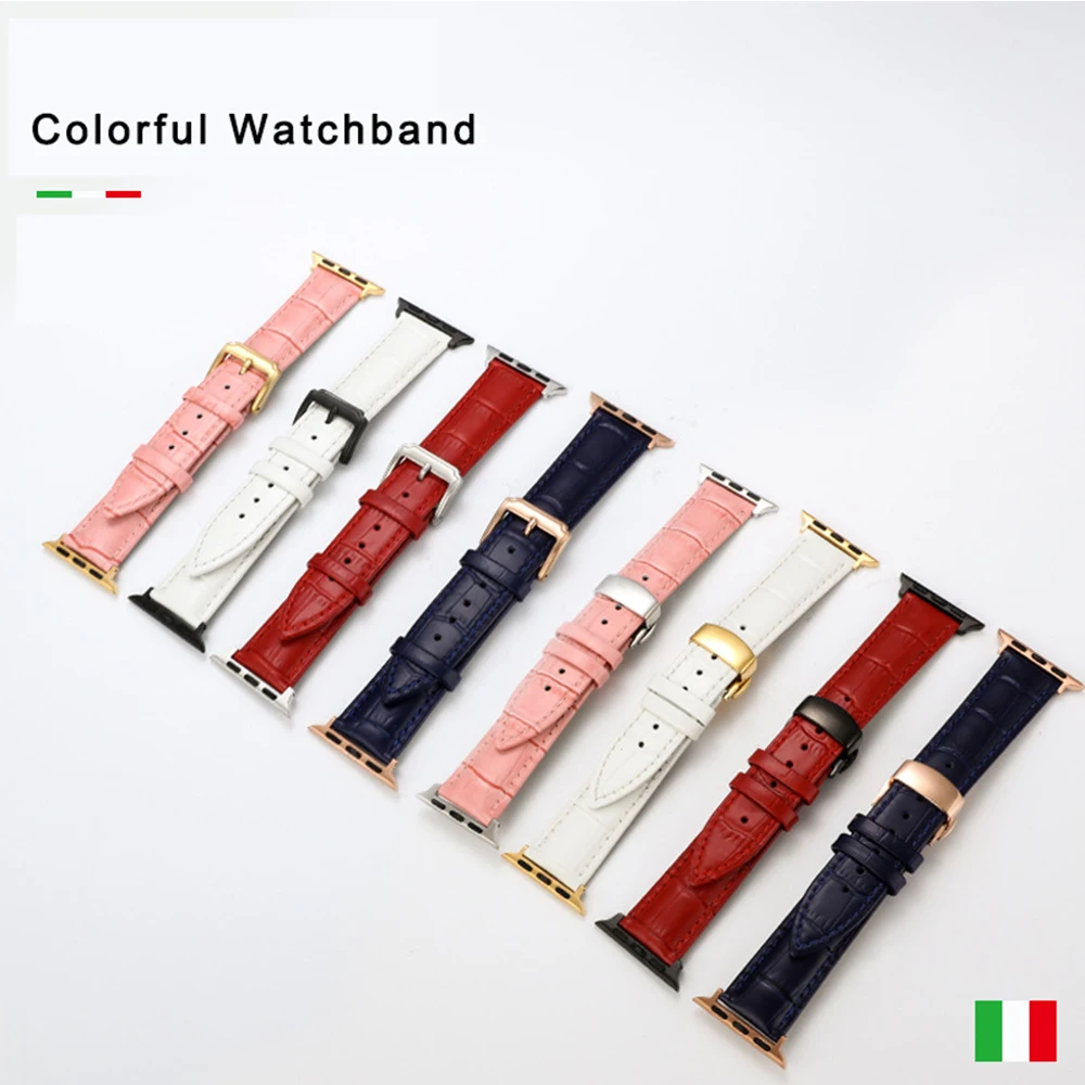 Ремешок из натуральной кожи для Apple Watch 40 44 мм браслет iwatch 1/2/3/4/5 38 42 автоматическая