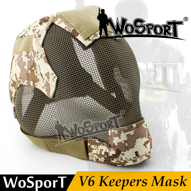 WOSPORT Military Airsoft Paintball Tactical Protection Steel Mesh Full Face V6 Keeper Multicolor Mask for Army Outdoor Fencing |