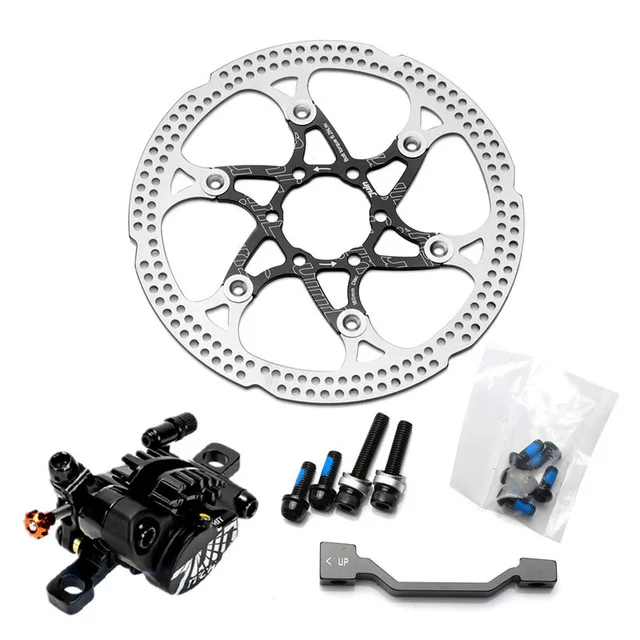 Black for 1 wheel Juin Tech X1 Гибридный Гидравлический дисковый тормоз Расширенный зажим провода с охлаждающим плавником черный/красный/оранжевый дорога | циклокросс(CX - Цвет: Black for 1 wheel
