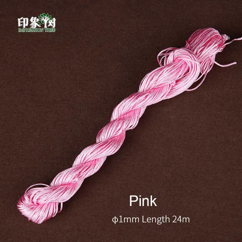 Pink 1 шт. длина 24 м* 1 мм Разноцветные нейлоновые веревки для макраме DIY кисточка браслет для бисероплетения китайские узлы нить для изготовления ювелирных изделий 404 - Цвет: Pink