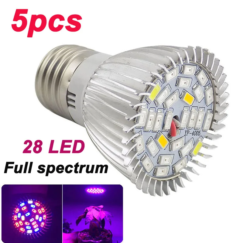 

5pcs Plant Grow Lights Full spectrum 28 18 LED Bulb Growing Light Lamp for plants flower vegetable greenhouse Hydroponics