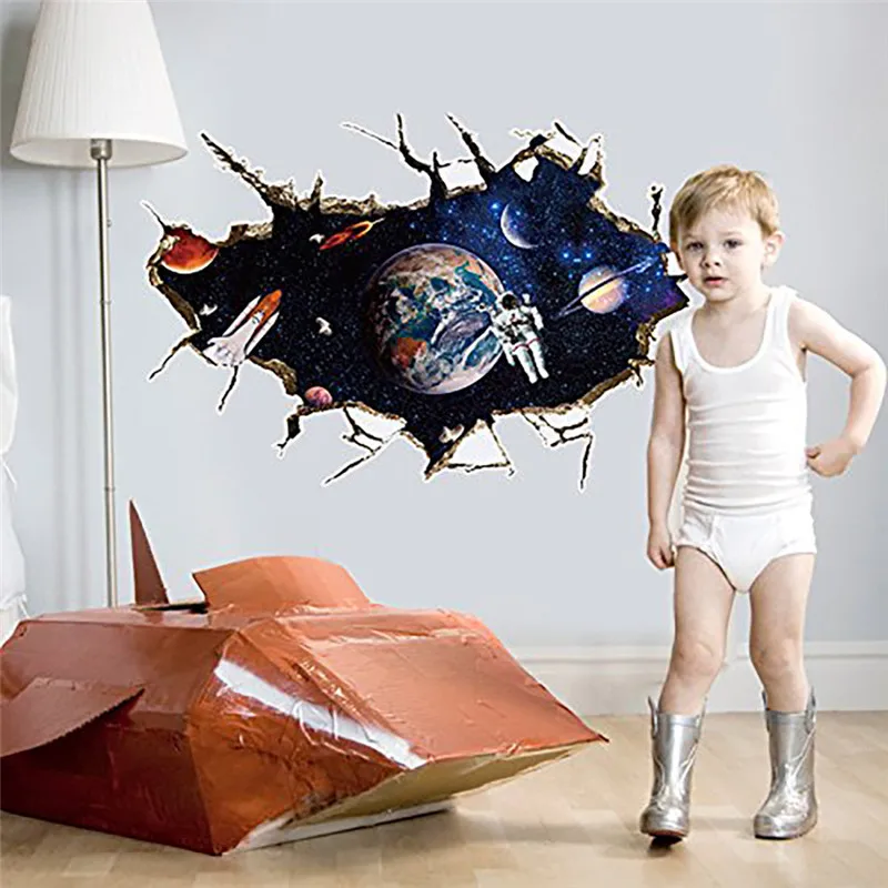 3 типа, космическая планета, 3D Наклейка на стену, декор для комнаты, галактика, астронавт, фреска, съемные наклейки, украшение для дома, гостиной