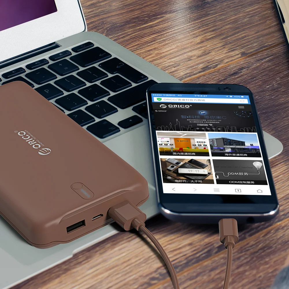 ORICO 20000 мАч Внешний аккумулятор с двумя USB внешними аккумуляторами 5V2. 4A умное зарядное устройство коричневый/белый/розовый