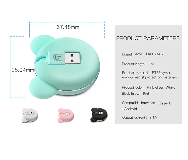 Oatsbasf USB C кабель для samsung Galaxy S9 Plus One Plus 6 5T Xiaomi mi x 2 кабель передачи данных для быстрой зарядки для Xiaomi mi 8