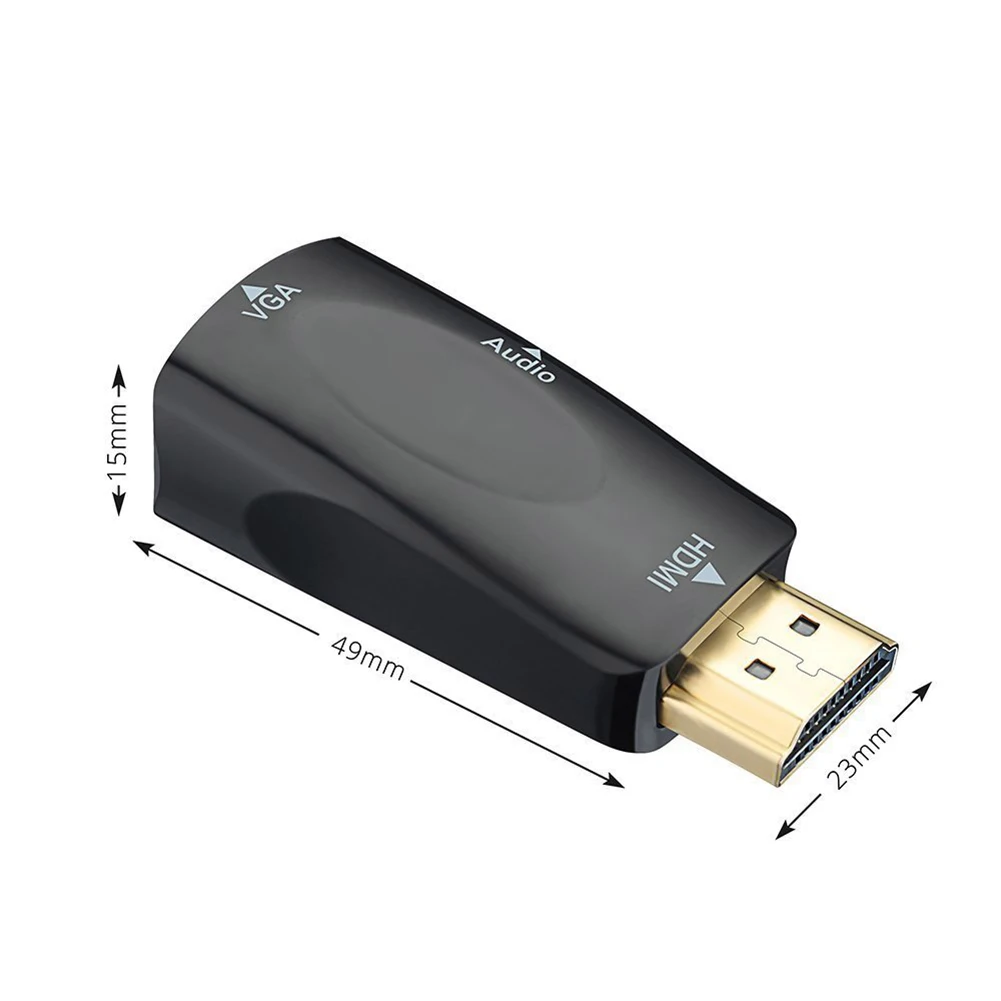 1080P HDMI Мужской к VGA Женский адаптер видео конвертер с аудио выходом N3 черный