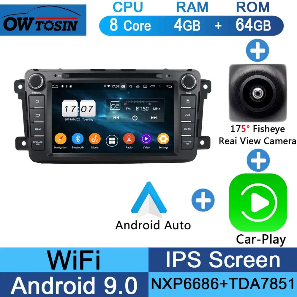 Fisheye Carplay n A " ips Восьмиядерный 4 Гб ОЗУ+ 64 Гб ПЗУ Android 9,0 Автомобильный DVD Радио gps Navi для Mazda CX-9 CX9 CX 9 2012 2013 DSP CarPlay Parrot BT - Цвет: Fisheye Carplay n A