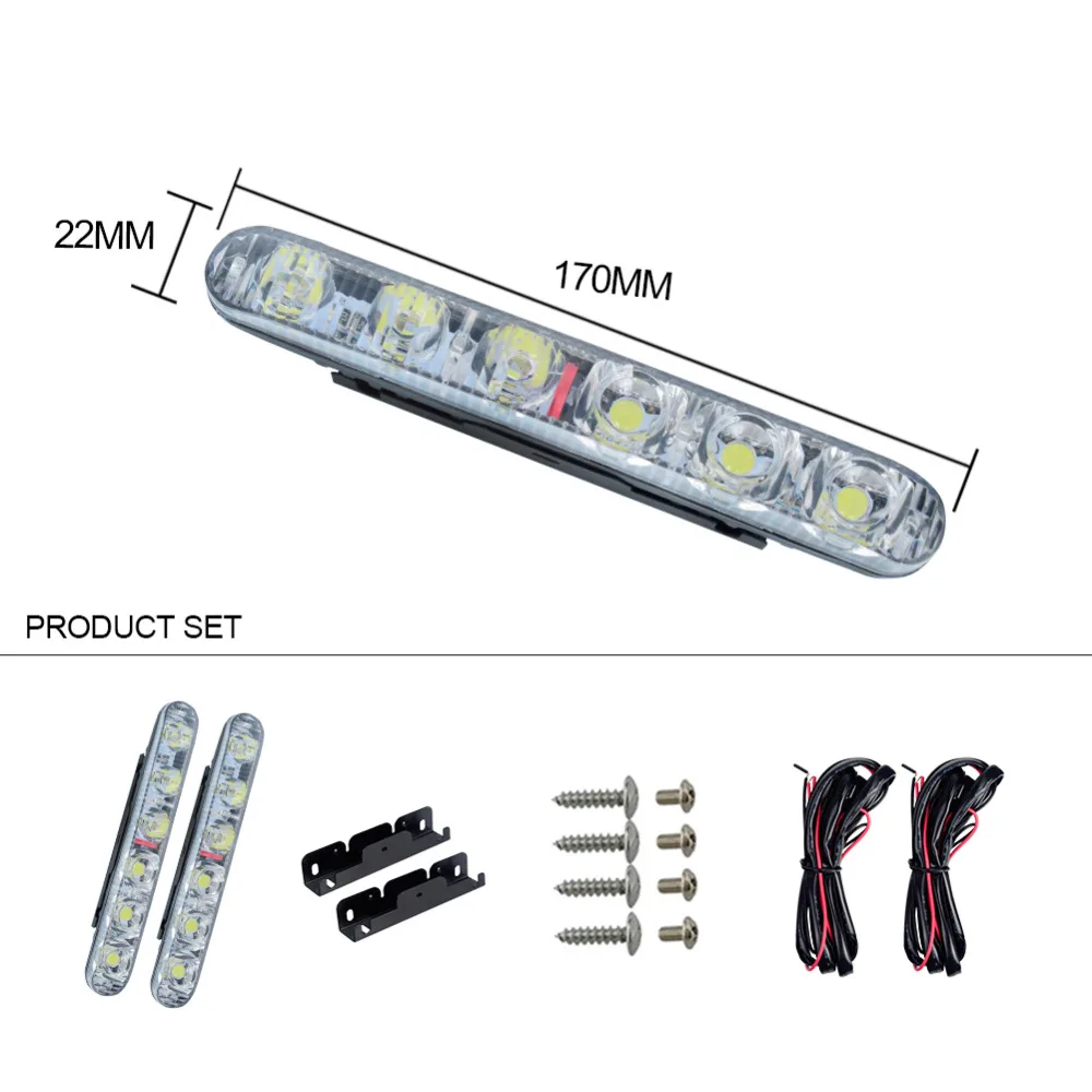 VooVoo LED Daytime Running Light Waterproof Universal DRL Kit Led Auto Driving Work External Fog Lamp 6000K 12V 6 Leds | Автомобили и