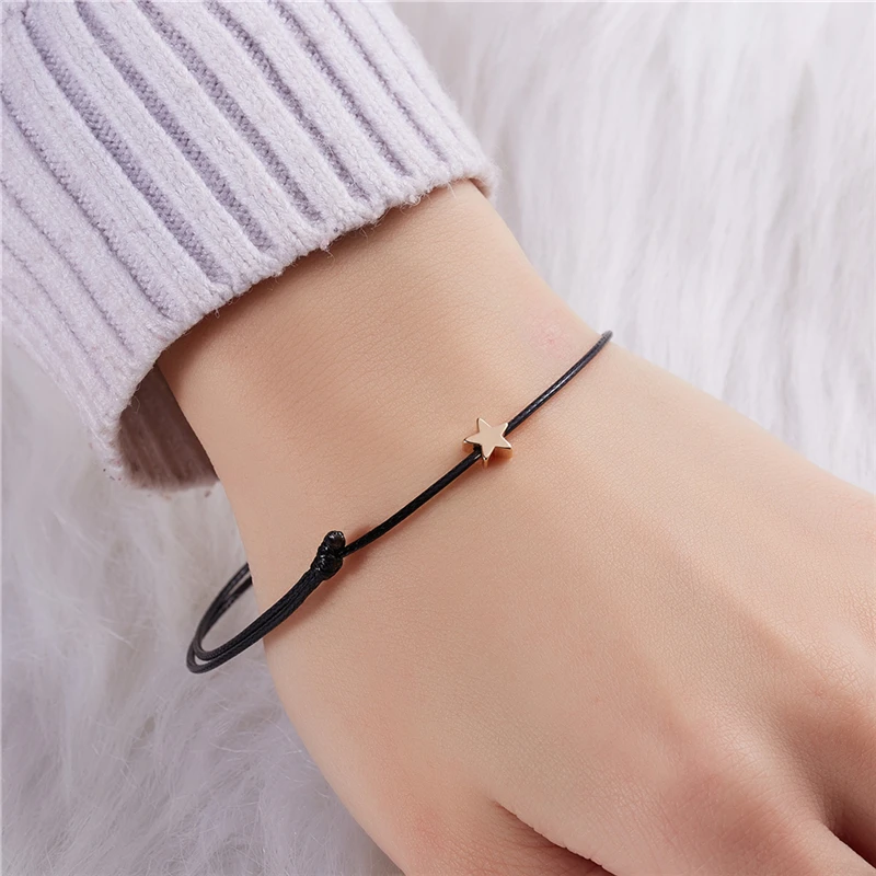 Adjustable Golden Star Red String Braiding Couple Bracelets For Men Women Wish Jewelry Family Friendship Gift | Украшения и