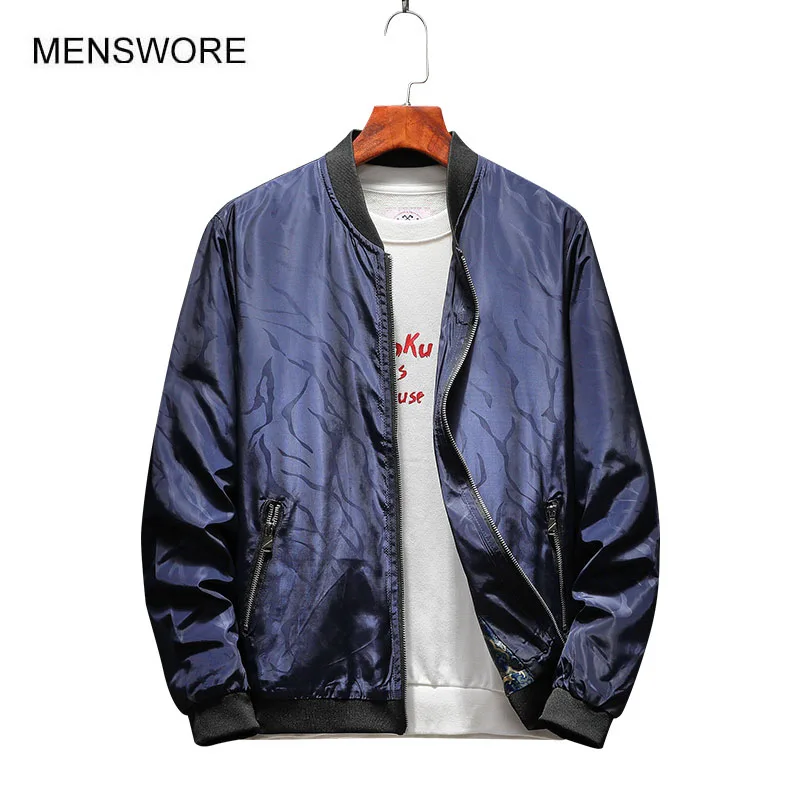 Мужская Осенняя Повседневная модная куртка-бомбер однотонного цвета мужское