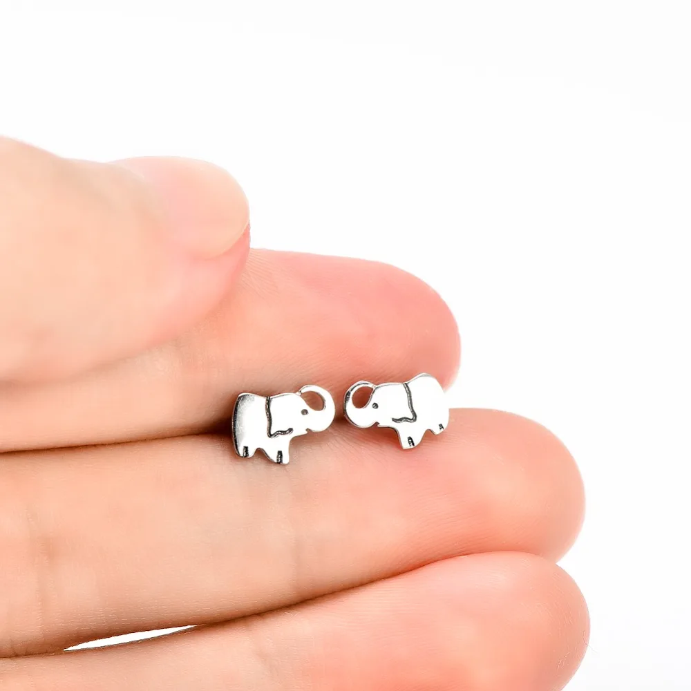 YFN 925 пробы Серебряная фотосессия для женщин и девушек 1 пара 2018|elephant stud earrings|stud