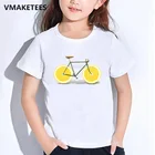 Детские летние футболки с коротким рукавом для девочек и мальчиков, Детская футболка с принтом лимонного велосипеда, Забавная детская одежда с фруктами и велосипедом, HKP5178
