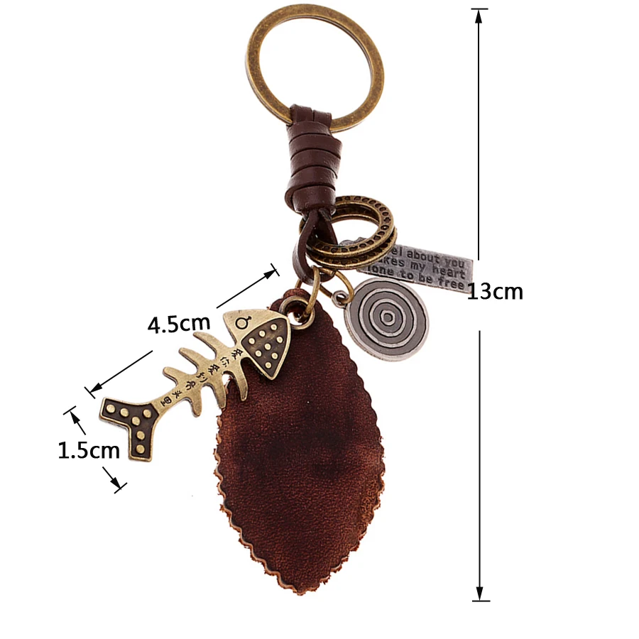 Брелок для ключей из натуральной кожи медного сплава в стиле панк | Украшения и