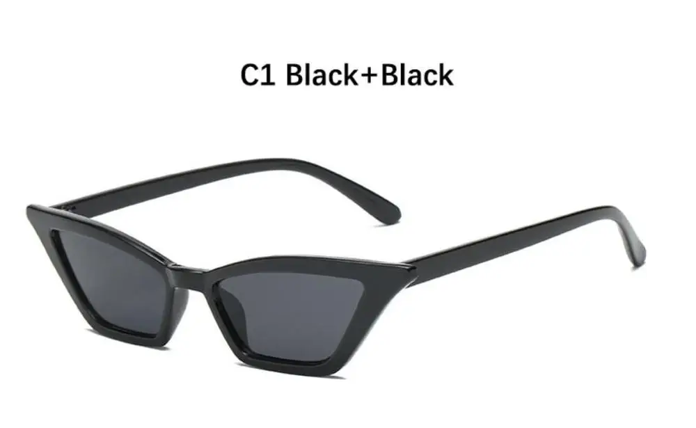 C1 black black Маленькие солнцезащитные очки в стиле ретро, унисекс, прямоугольные, новинка, очки, прозрачные, розовые оттенки, для женщин, 90 s, крошечные дизайнерские солнцезащитные очки, сексуальные - Цвет линз: C1 black black