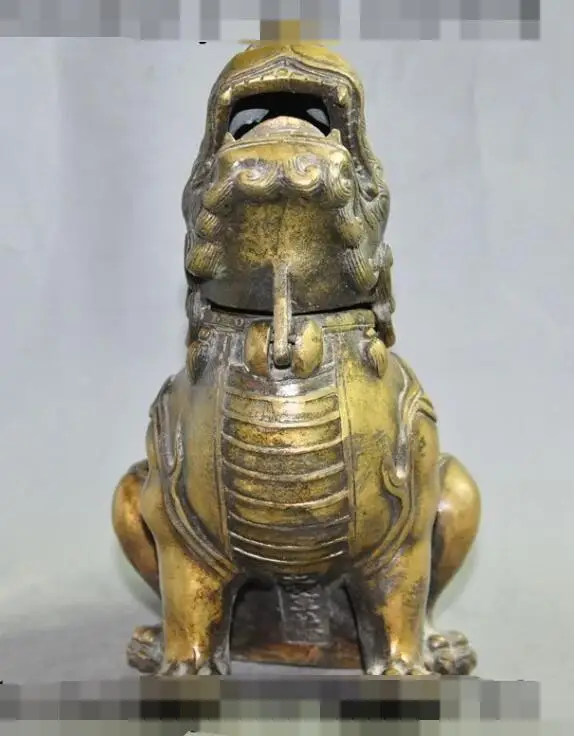 SCY S00476 chinese buddhism bronze animal foo dog lion beast statue incense burner Censer B0403 | Дом и сад