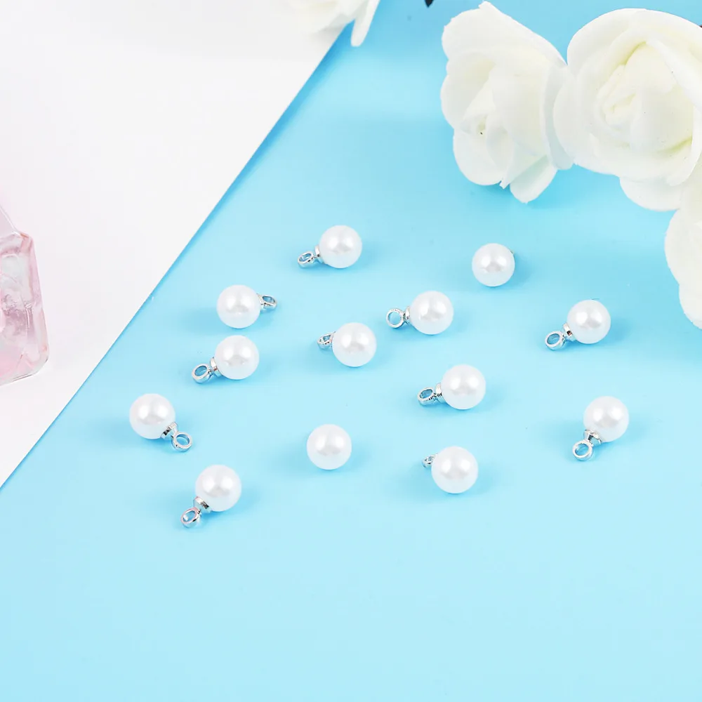 6/8/10mm 10pcs ABS Pearl Beads Charm for Earring Necklace DIY Jewelry Findings Making Earring Necklace Pendant Accessories