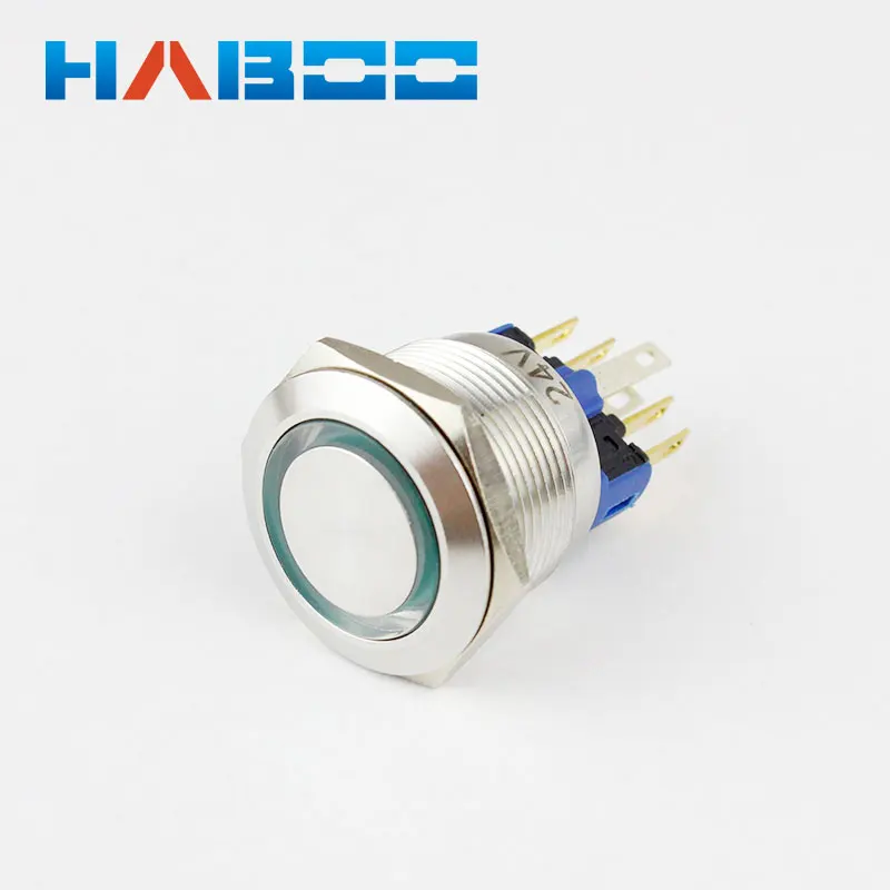Металлический кнопочный переключатель 22 мм 6-контактный кольцевой светодиодный