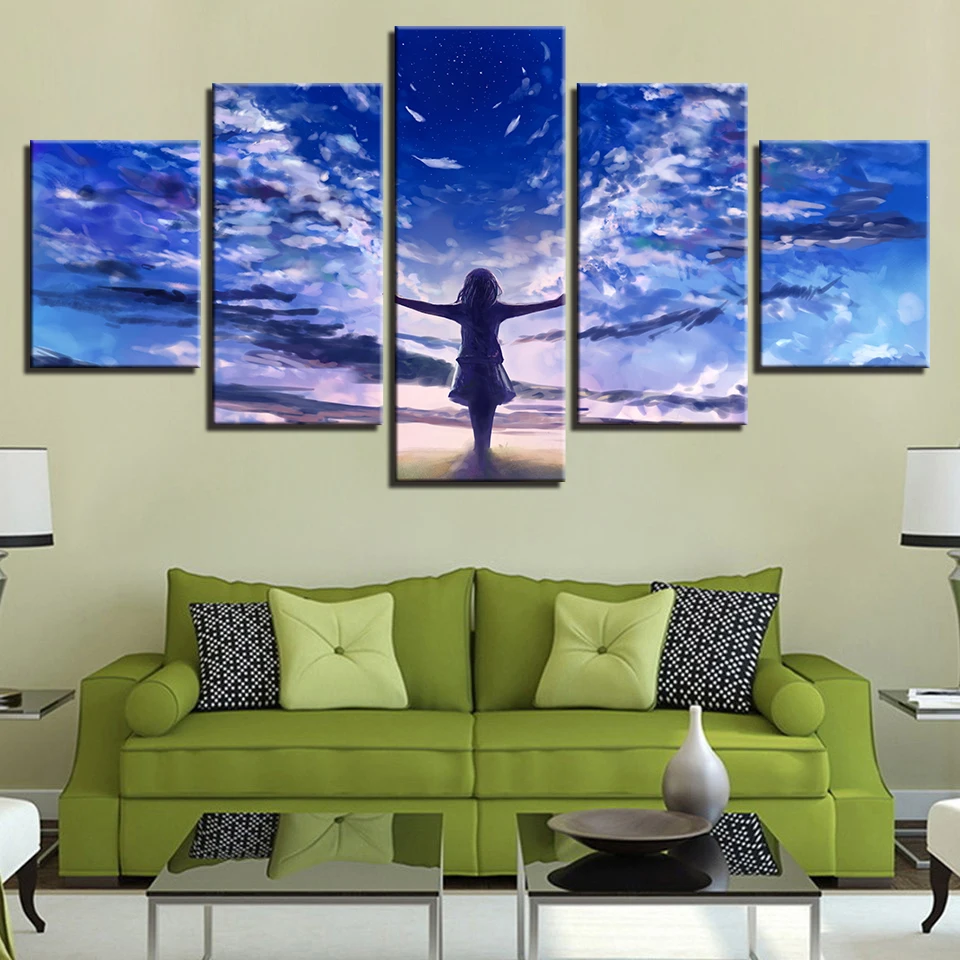 Пейзаж небо облако звезда горная река воздушный шар 5 шт. настенные картинки для