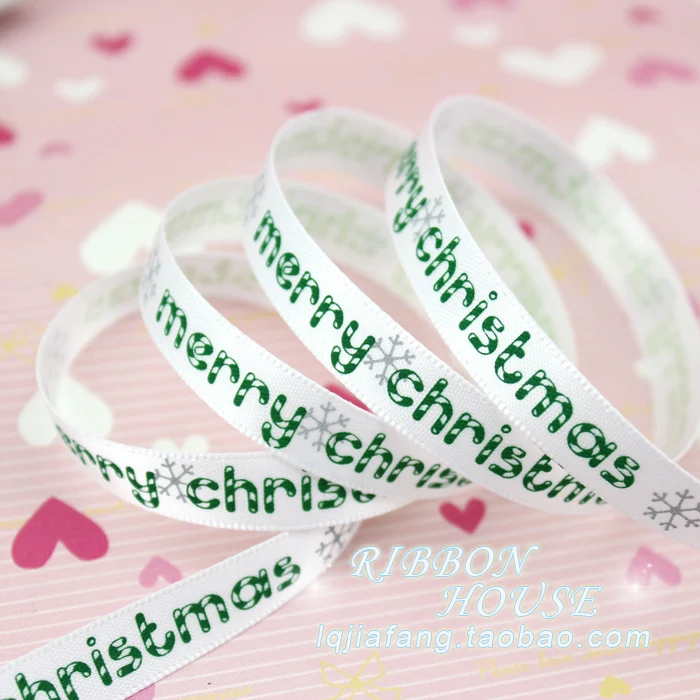 (2 м/лот) 3/8 ''(10 мм) красно белая корсажная лента с принтом&quot Merry Christmas