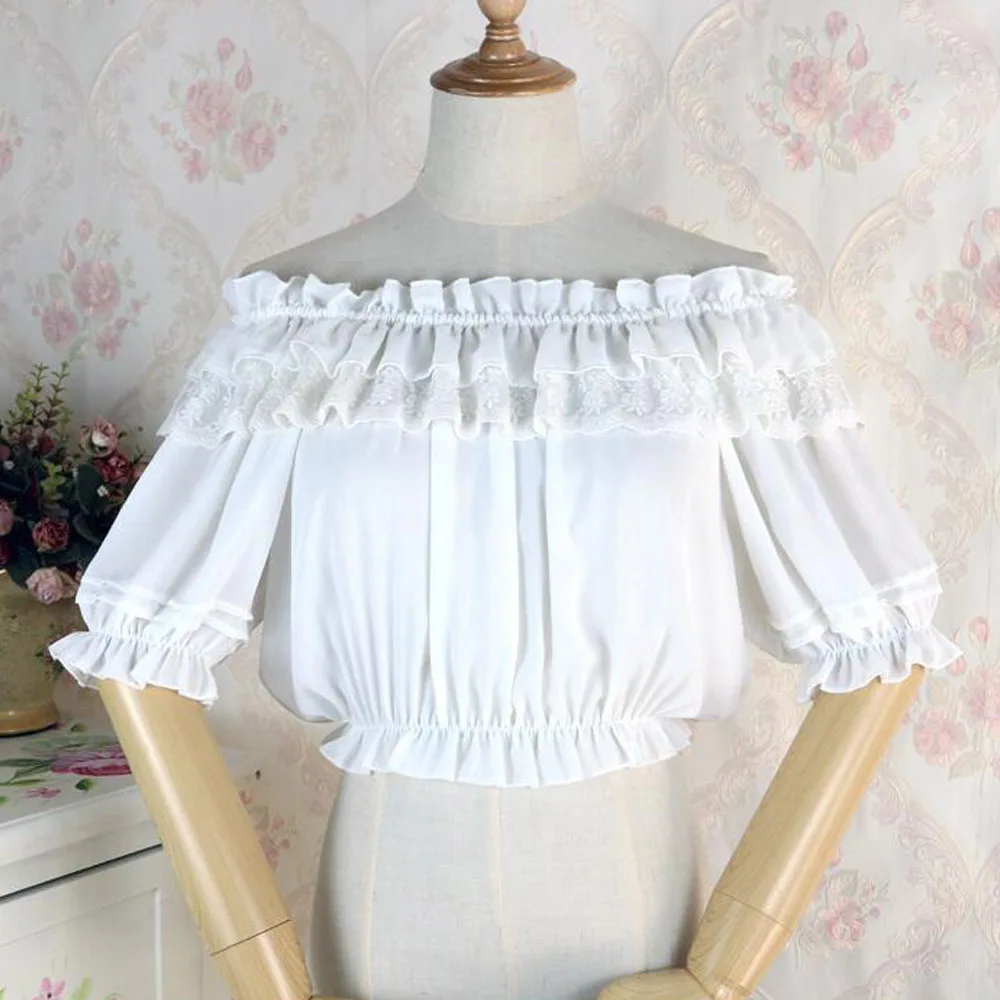 В готическом стиле из шифона для девочек Короткие блузки Фонари на короткий