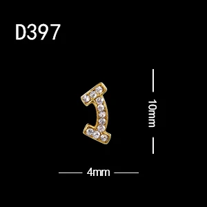 D397 10 шт./лот,, амулеты, Длинные полосы, стразы, для украшения ногтей, 3D, квадратная форма C, сплав, драгоценные камни для ногтей - Цвет: D397