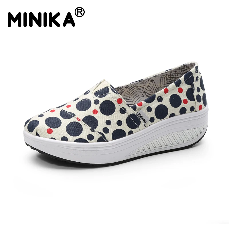 Minika/Обувь для похудения Парусиновые кроссовки на платформе с полукруглой