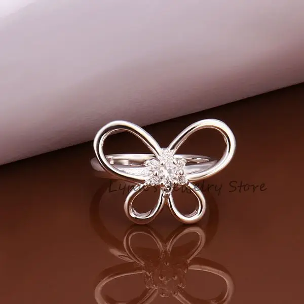 Hot Sell!Wholesale Sterling 925 silver ring fashion Inlaid Stone Butterfly Rings R217 | Украшения и аксессуары