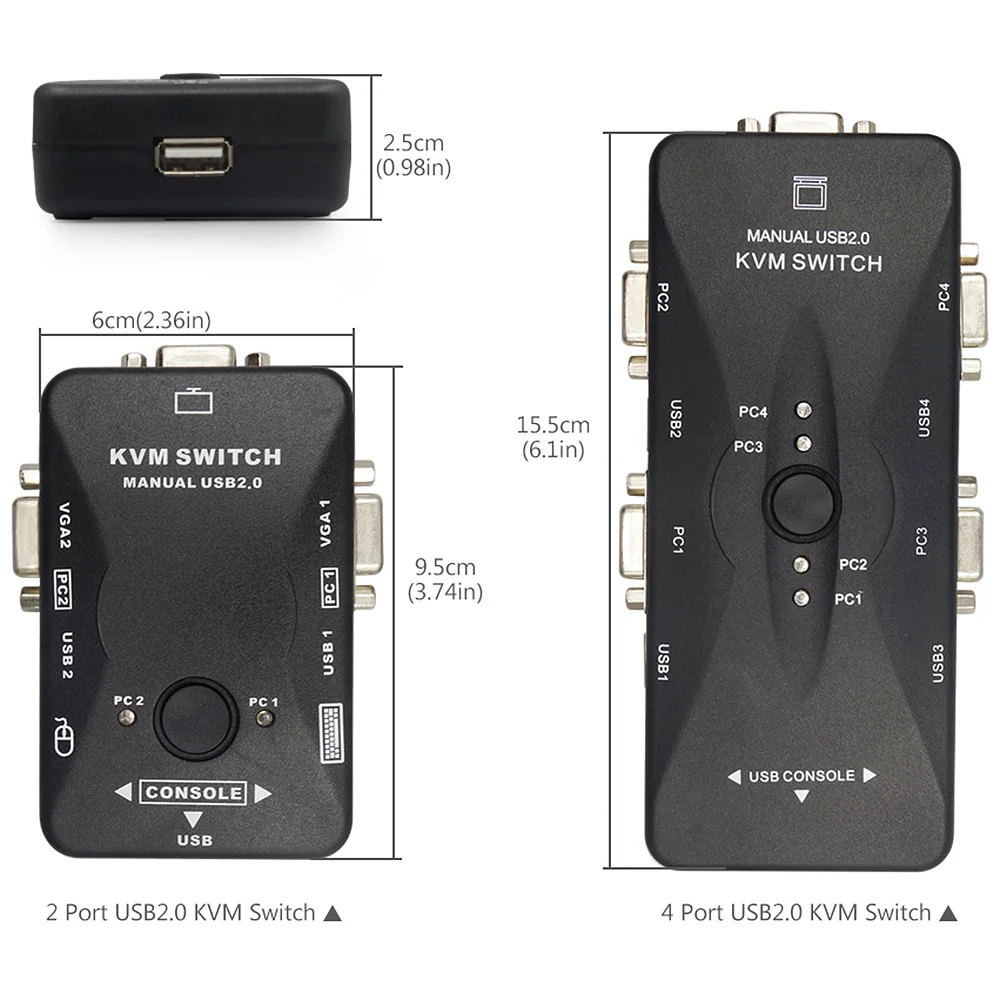 Универсальный 2 Порты и разъёмы VGA USB KVM Switcher руководство коммутатор Box 2.0 Мышь