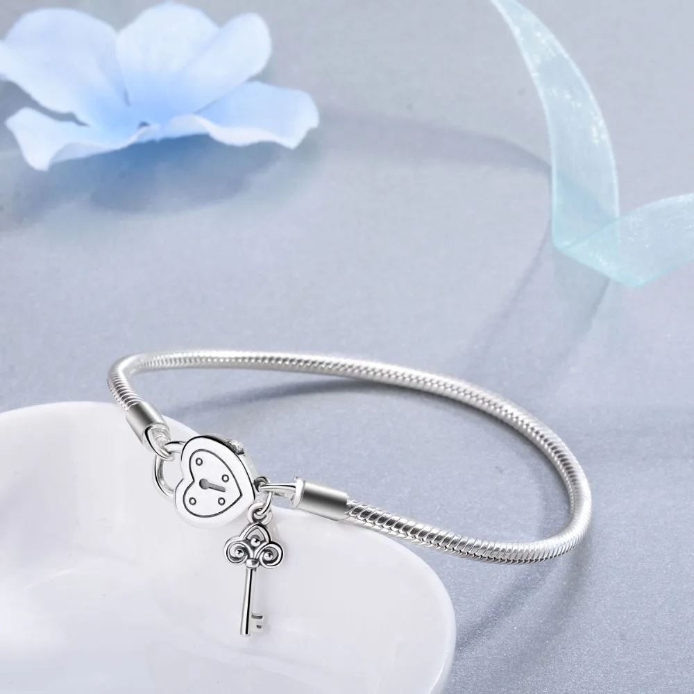 EUDORA, 925 пробы, серебряный ключ-сердце, замок, браслеты, женские, романтические, сделай сам, браслеты, память, свадьба, любитель, лучший подарок CYBC02