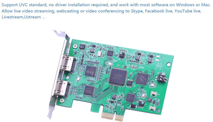 4K HDMI PCIE Карта видеозахвата HD PCI-E Запись видео передача через 1080p 60 игра встречи прямой трансляции потокового+ HDMI кабель