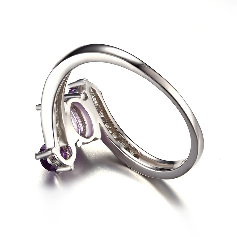 JewelryPalace 925 Sterling Silver 0.9ct Natural Amethyst 3 Stone Anniversary Ring Statement Fine Jewelry for Women | Украшения и