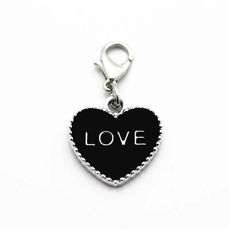 

20pcs/lot Alloy LOVE Heart Dangle Charms Lobster Clasp Hanging Charm For Pendant Bangle Floating Charms Jewelry