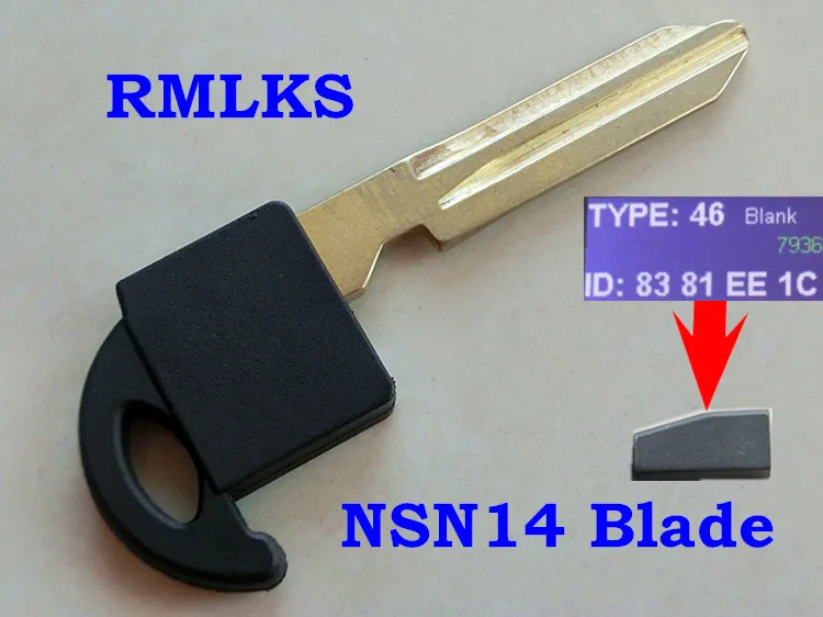 RMLKS Smart Remote Prox Emergency Insert Fob Uncut NSN14 Blade Автомобильный ключ с чипом ID46 PCF7936 подходит для