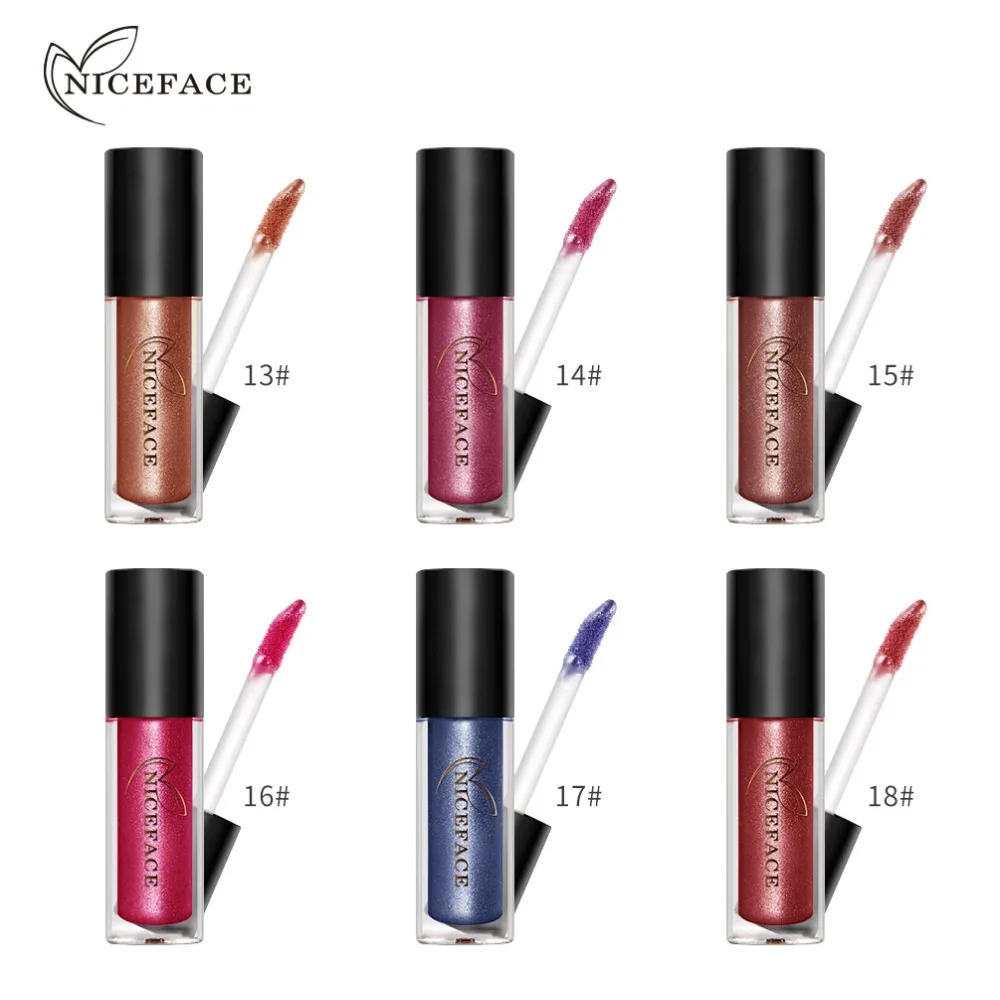 Niceface металлический блеск для губ 18 видов цветов бриллиант Золотой Розовый