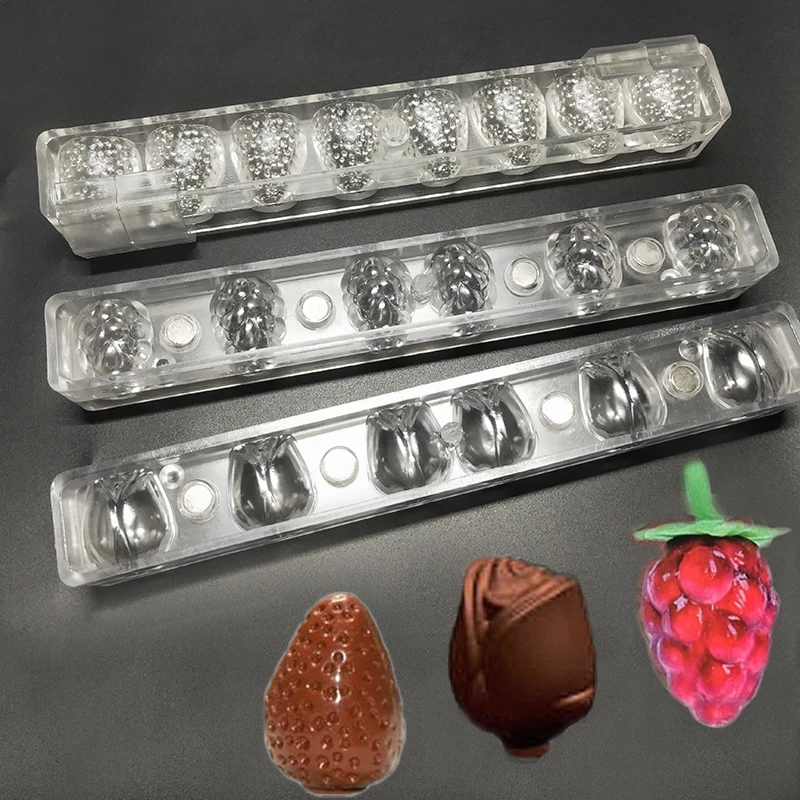 DIY 3D прозрачный пластик клубника тюльпан Роза виноград шоколадная форма конфеты
