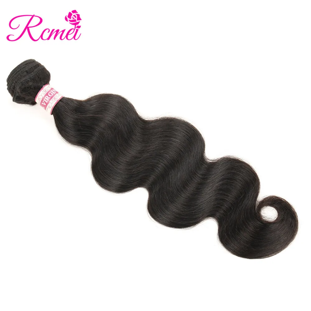 RCMEI Волосы Virgin Hair Weave Индийская волна Расширение 4 пучка Много Необработанный человеческий натуральный черный цвет на.