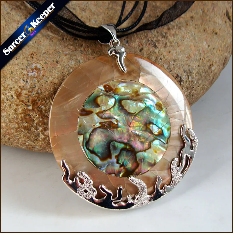 Волшебник натуральная морская круглая подвеска Новая Зеландия Paua Abalone бусины