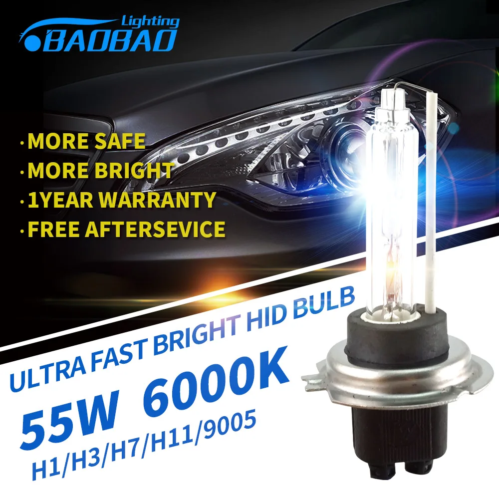 BAOBAO 2 шт. Быстрый Яркий 55 Вт 6000K 5200LM HID головной светильник лампы Противотуманные