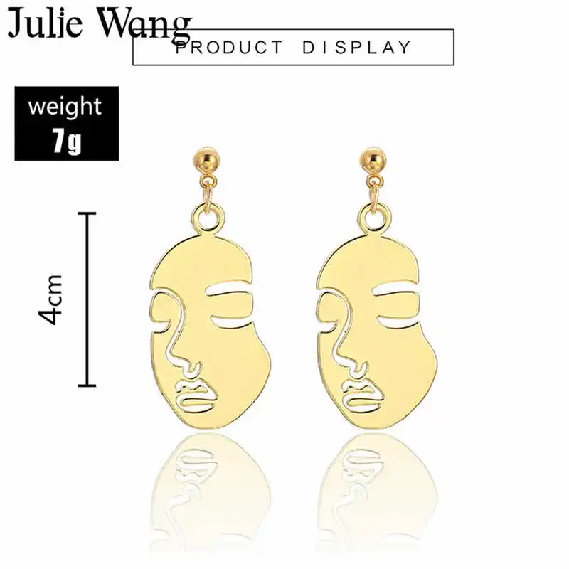 Julie Wang 1 пара богемные Золотые женские серьги гвоздики для лица абстрактное