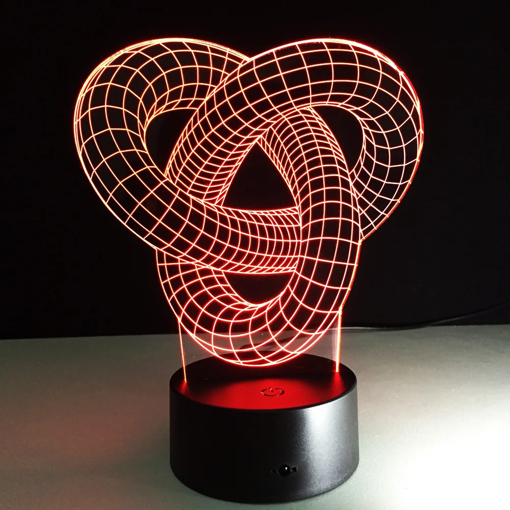 

Artistic Abstraction Loop Knot Modern 3D USB Night Light Colorful LED Desk Table Light Lamp For Home Bedroom Wedding Decoration