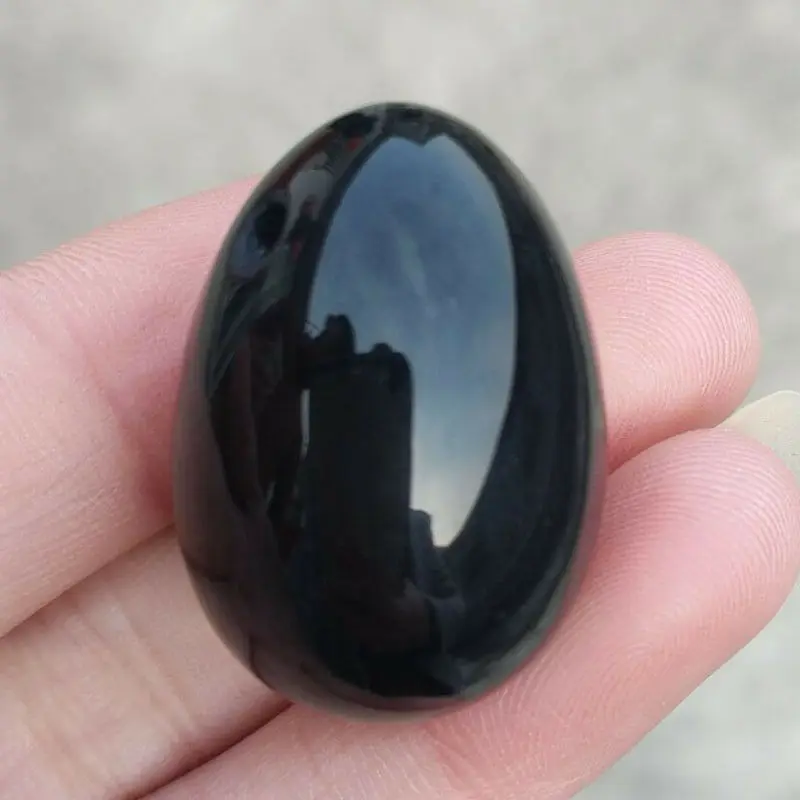 

Natural Black Obsidian Crystal Egg Ball Sphere Healing Kegel Exercis Stone