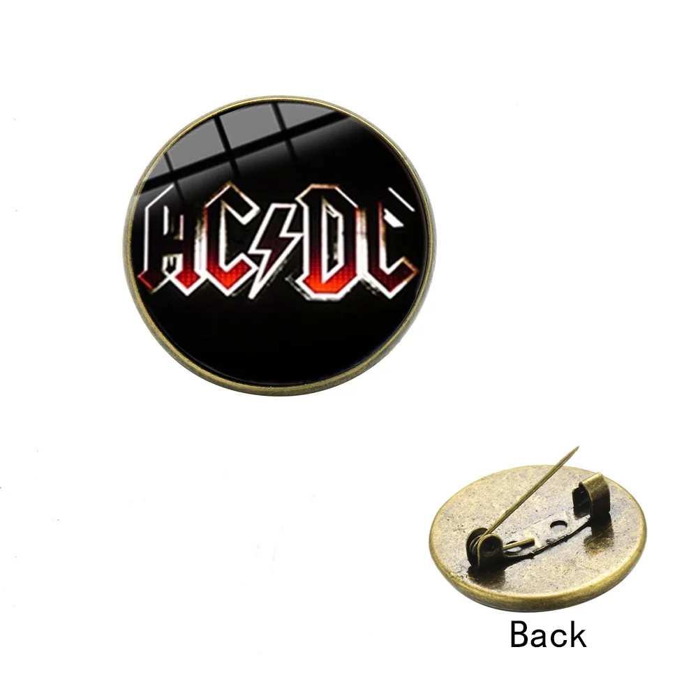 SONGDA AC/DC поп-рок-группа Брошь Мода жесткий рок-музыка логотип ACDC ручной работы стекло кристалл купол значки на лацкан, Металлическая Эмблема для фанатов подарок