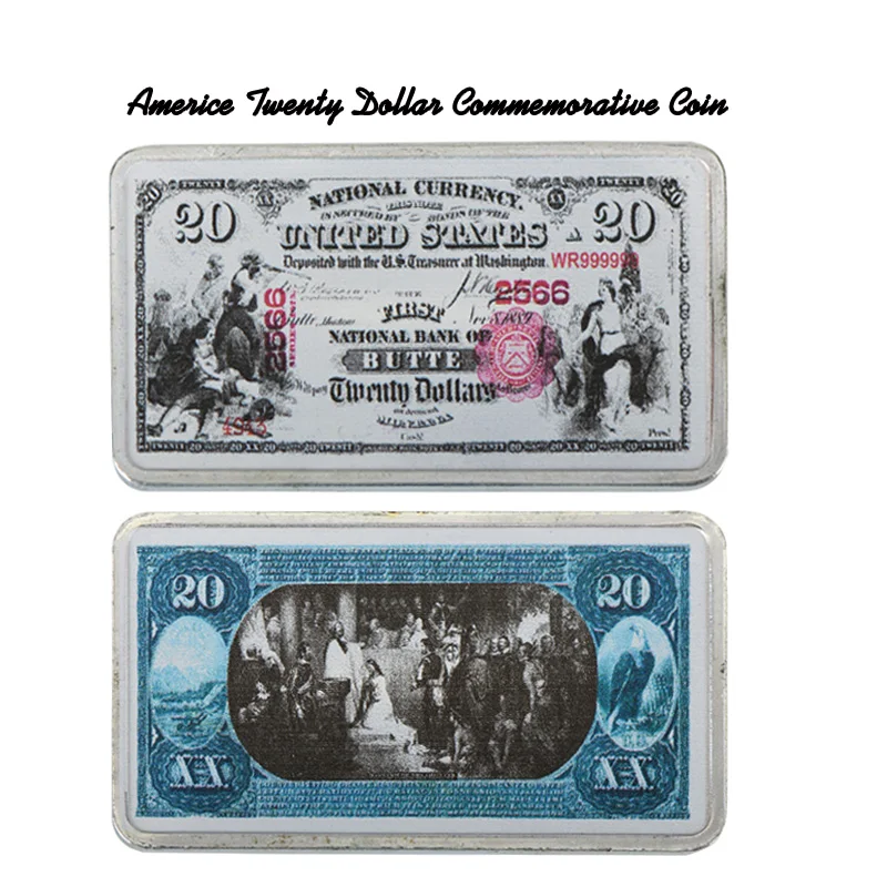WR праздничные подарки 1875 год 20 доллар Note Money серебро бар Люкс 999 9 посеребренные